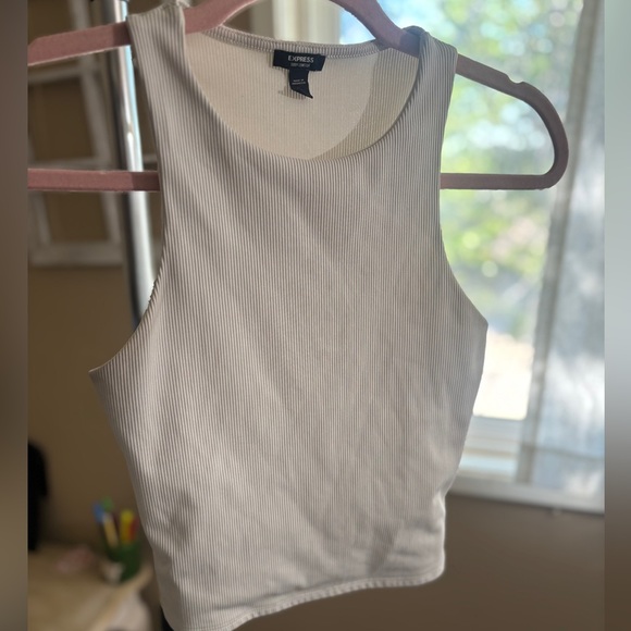 Express Cream Ribbed Tank Top - Picture 2 of 4